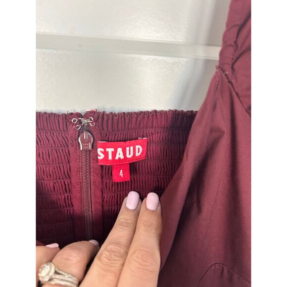 NWT Staud Josephine Cut-Out Maxi Dress Leg Slit Sweetheart Long Sleeve Plum SZ 4 - Picture 10 of 14